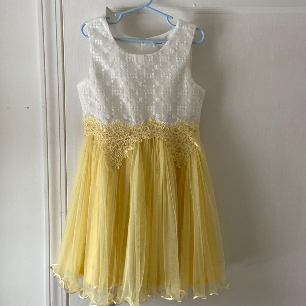Pale yellow and white spring dress